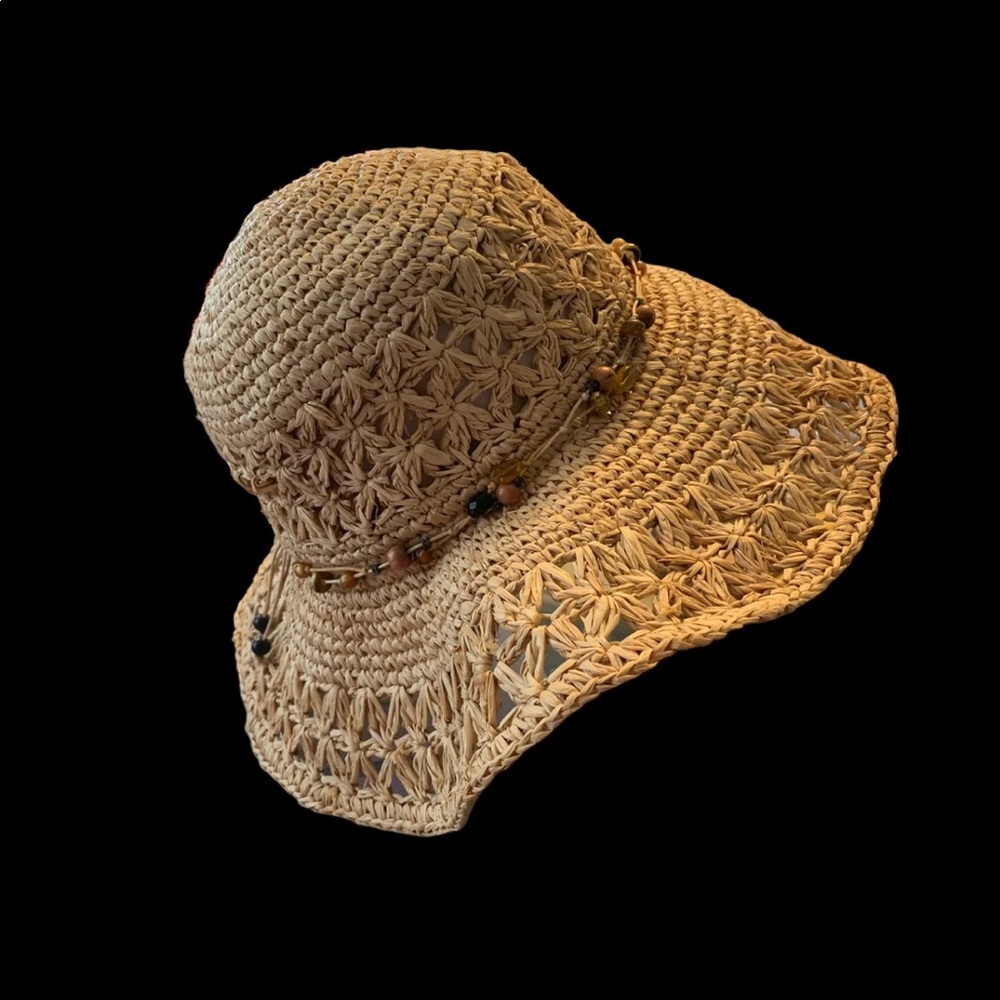Scala. natural fiber Women’s hat beaded detail - Picture 7 of 11